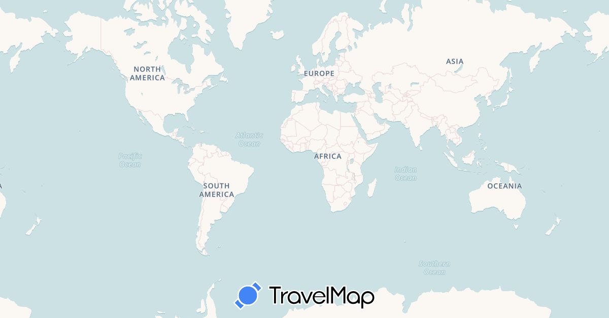 TravelMap itinerary: driving, bus, plane, train in Australia, Chile, Germany, Ecuador, France, New Zealand, Peru, United States (Europe, North America, Oceania, South America)